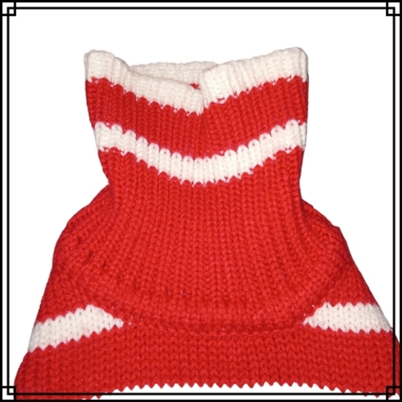 Dicken's Closet Red & White Striped Christmas Turtleneck Dog Sweater SM Breed - Picture 3 of 6